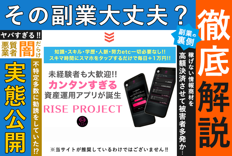 ライズプロジェクト（RISE PROJECT）・藤原茜は詐欺副業！？登録して実態について調査！